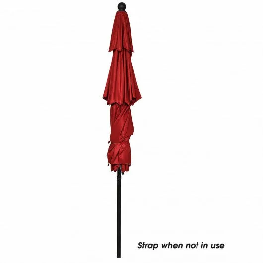 10ft 3 Tier Patio Umbrella Aluminum Sunshade Shelter Double Vented-Burgundy
