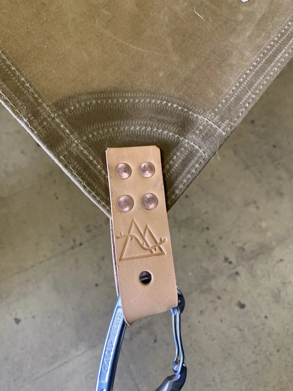 9' x 5' SOLO CLASSIC tarp, waxed canvas & leather tie outs