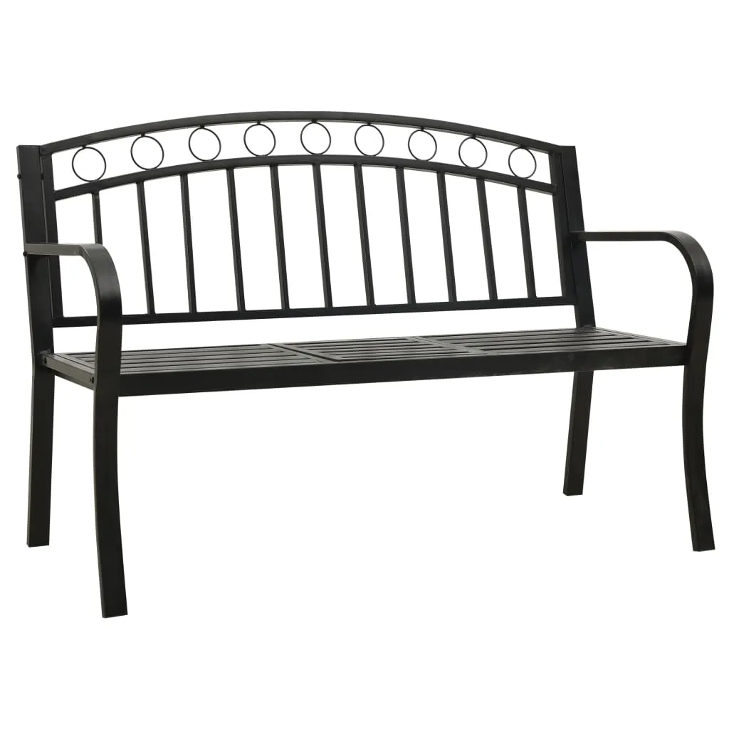 Garden Bench with Table Black 120 cm Steel