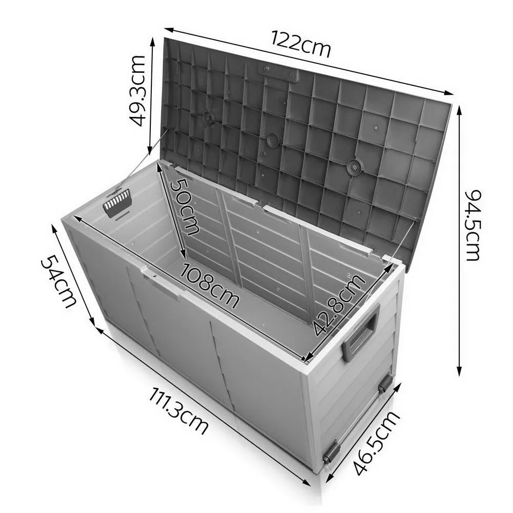 Gardeon Outdoor Storage Box 290L Lockable Organiser Garden Deck Shed Tool Black