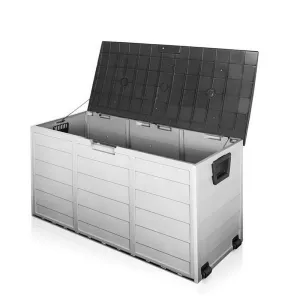 Gardeon Outdoor Storage Box 290L Lockable Organiser Garden Deck Shed Tool Black