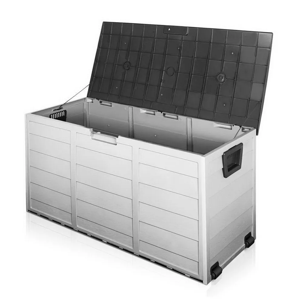 Gardeon Outdoor Storage Box 290L Lockable Organiser Garden Deck Shed Tool Black
