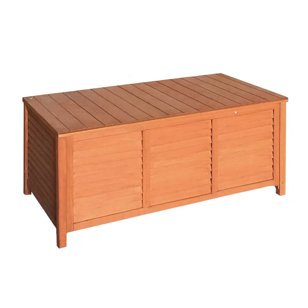 Outdoor Storage Box Fir Wood Bench Toy Tool Shed Chest Slat Design