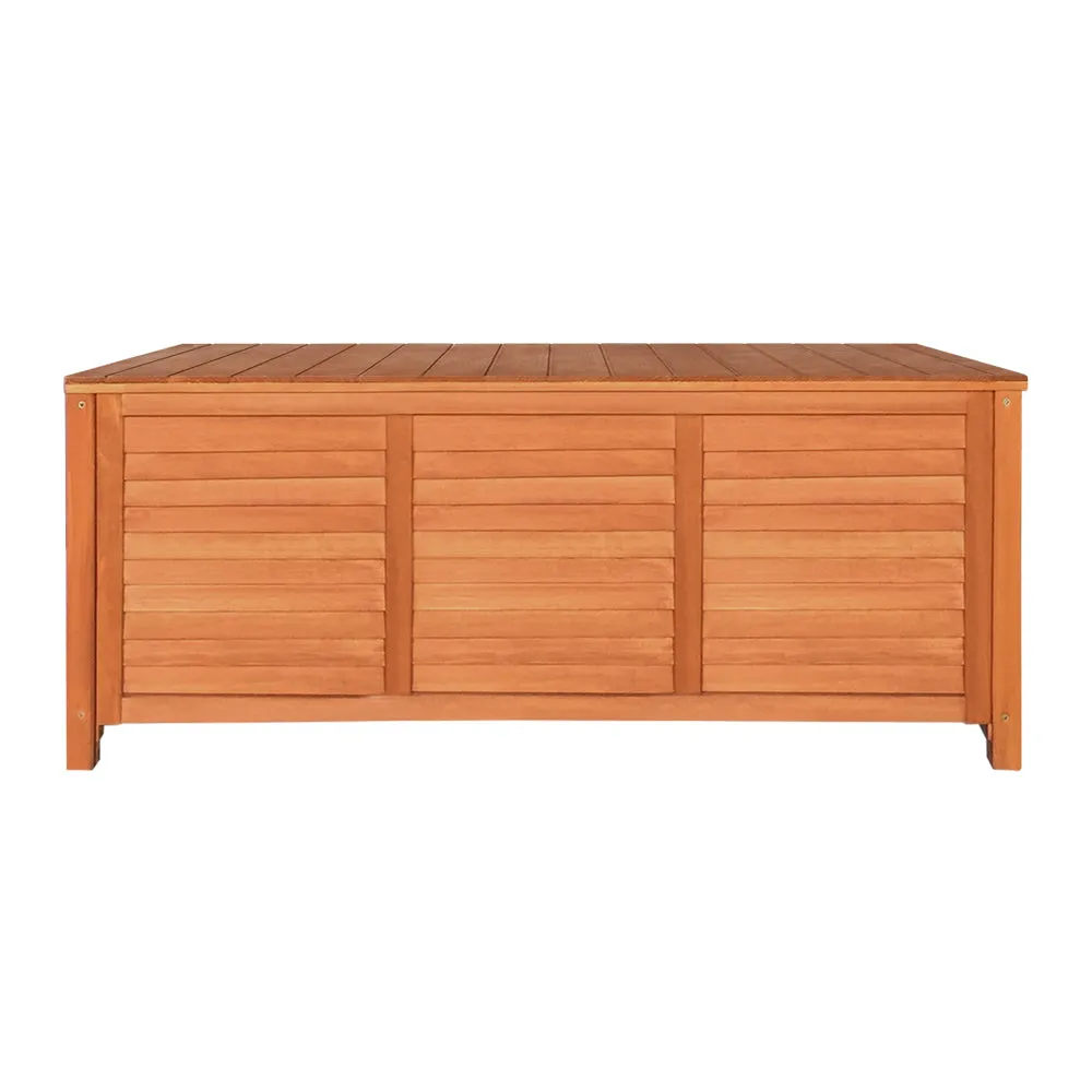 Outdoor Storage Box Fir Wood Bench Toy Tool Shed Chest Slat Design
