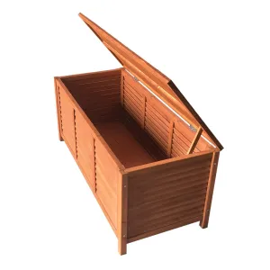 Outdoor Storage Box Fir Wood Bench Toy Tool Shed Chest Slat Design
