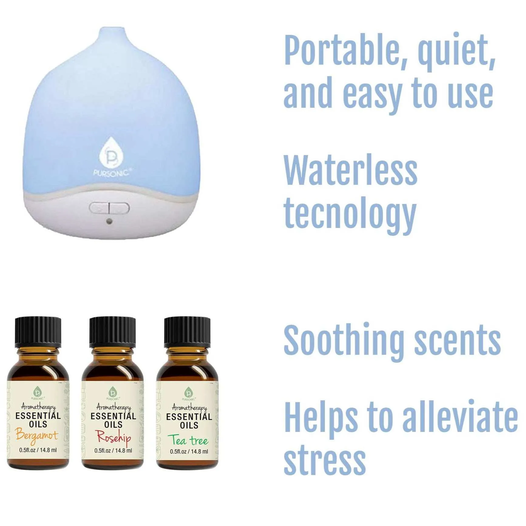 Pursonic Waterless Aroma Diffuser   Aromatherapy Essential Oils