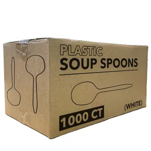 *WHOLESALE* Disposable - Medium Weight - White - Soup Spoons | 1000 ct.